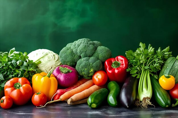 Photo assortment of fresh vegetables on dark