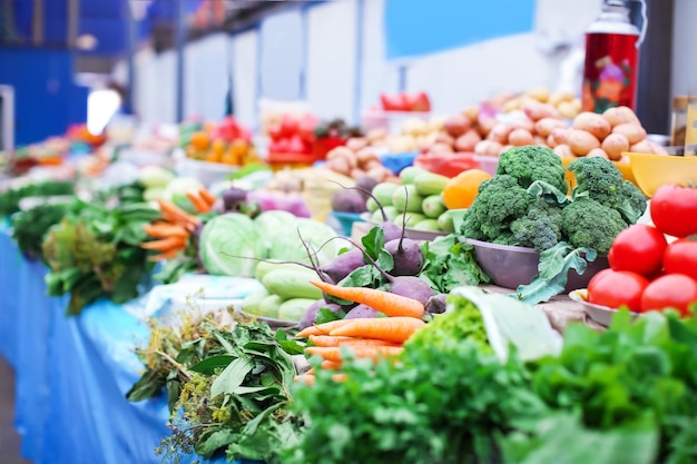 Assortment of fresh vegetables at market