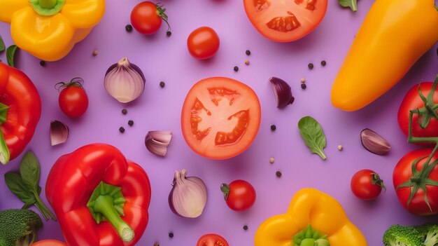 Assortment of Fresh Vegetables Top View