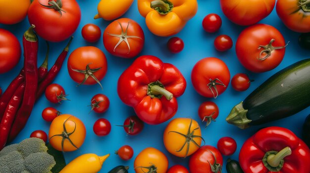 Assortment of Fresh Vegetables Top View