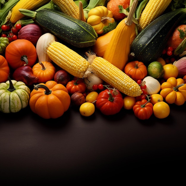 Assortment of fresh vegetables with copy space