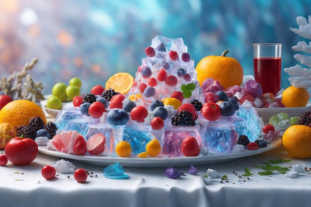 Photo assortment of frozen food on the table