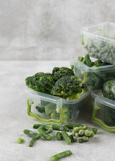 Assortment of frozen green food