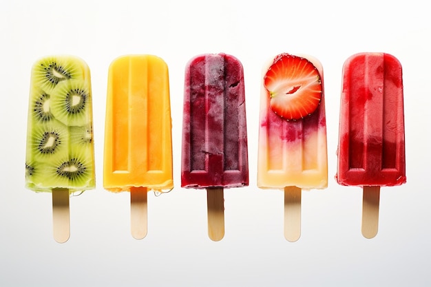 Assortment of Fruit Popsicles on a Stick
