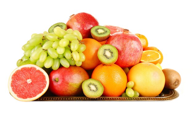 Assortment of fruits isolated on white