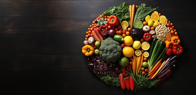 Assortment of Fruits and Vegetables Background