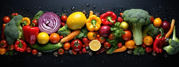 Assortment of Fruits and Vegetables Background