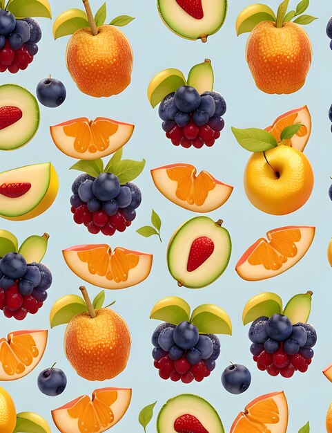 Assortment of fruits and vegetables background