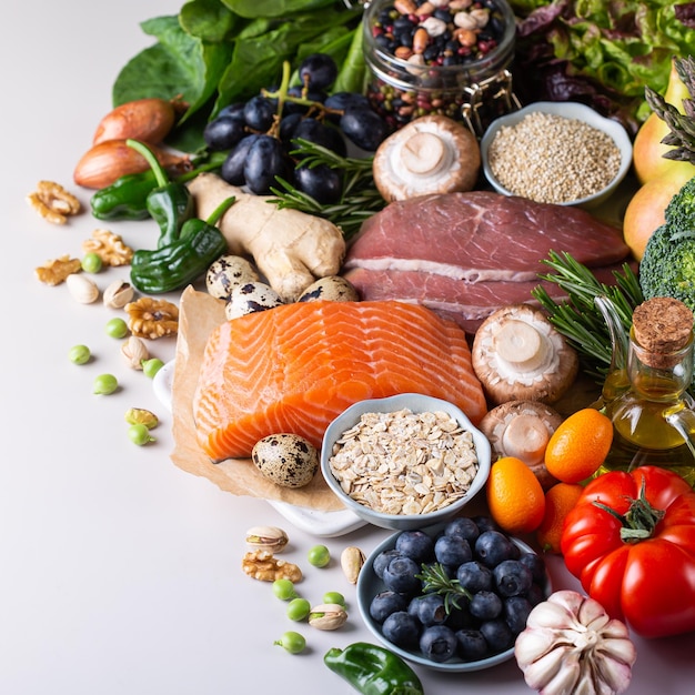Ассортимент здоровой пищи для здорового питания флекситарианская средиземноморская диета