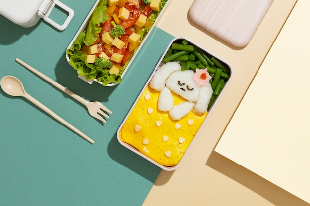 Foto assortimento di sani bento box giapponesi