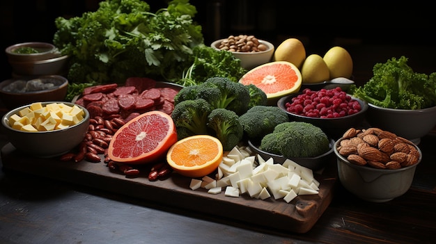 Assortment of a healthy protein source superfoods