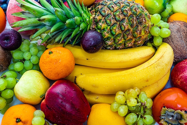 Assortment of healthy raw fruits Composition With Variety Of Fruits