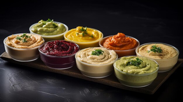 Assortment of Hummus Stock Image