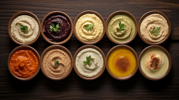 Assortment of Hummus Stock Image