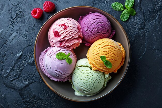 Assortment of ice creams mock