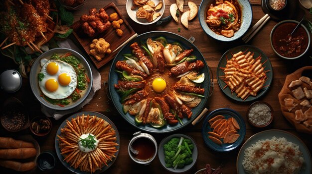 Assortment of Korean traditional dishes