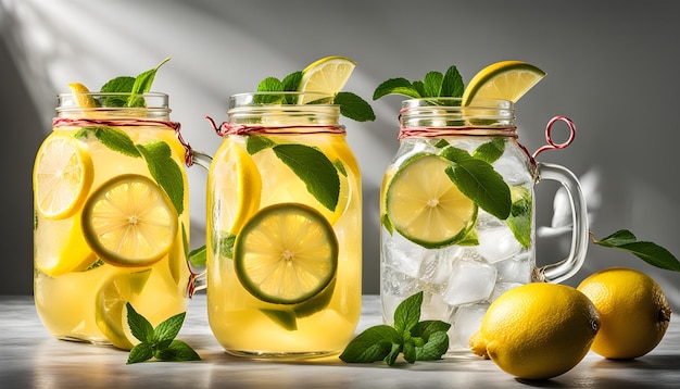 Photo assortment of lemonade in containers