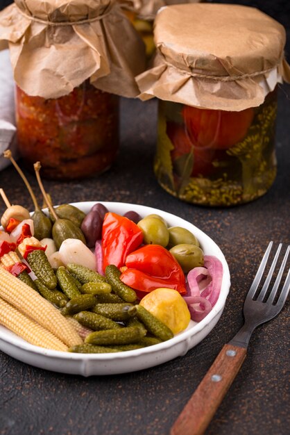 Assortment of marinated or pickled vegetable