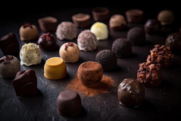 Assortment of miniature chocolate truffles perfect for bitesized indulgence