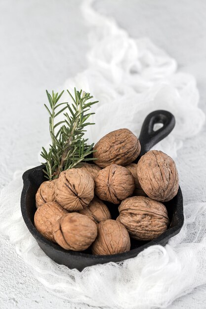 Assortment of nuts. On a light background. 