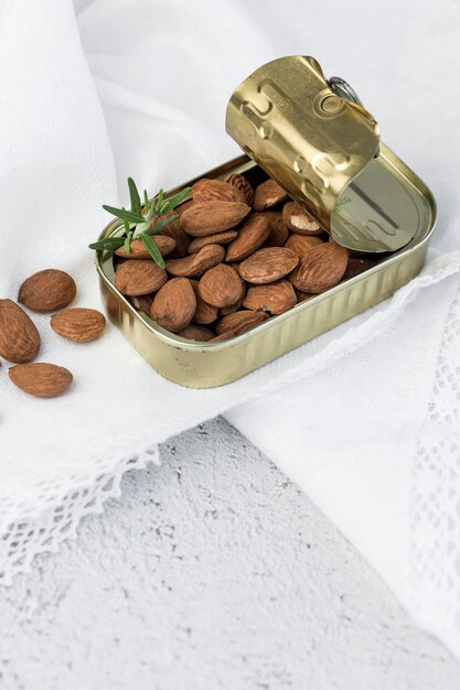 Assortment of nuts. On a light background. 