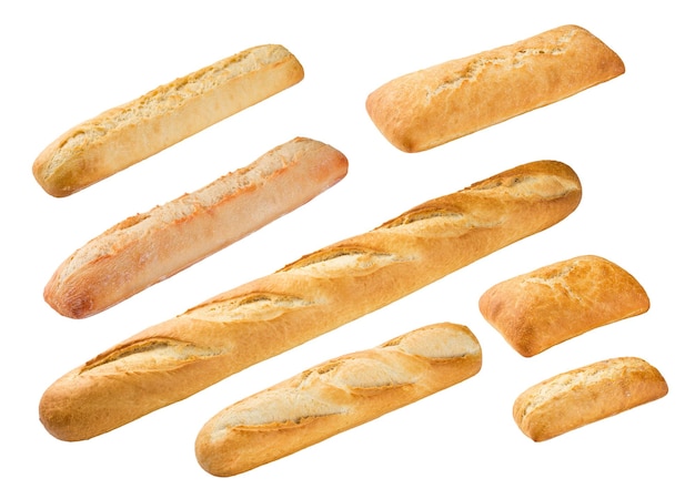Фото Ассортимент различных видов хлеба, изолированные на белом фоне