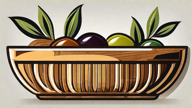 Foto assortimento di olive in una ciotola di legno d'oliva