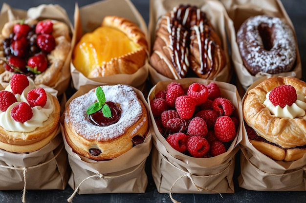 Assortment of pastry in paper bag