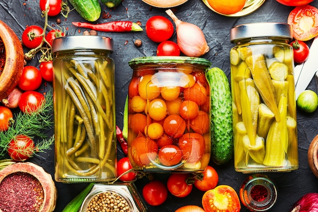 Assortment of pickled vegetable