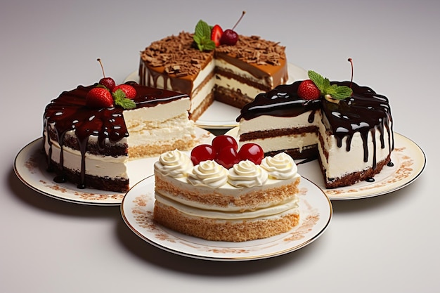 Assortment of pieces of cake