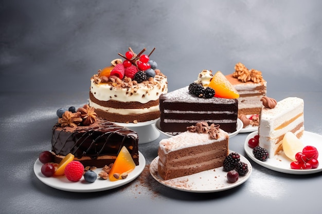 Assortment of pieces of cake