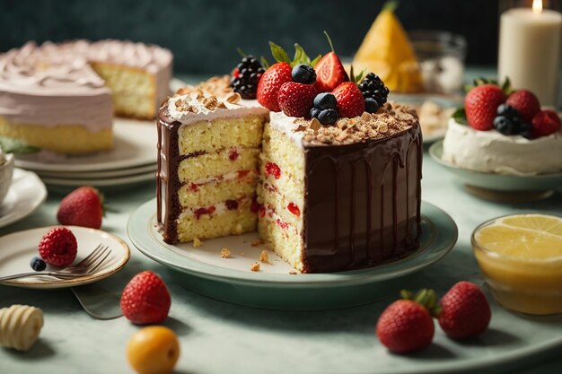 Assortment of pieces of cake