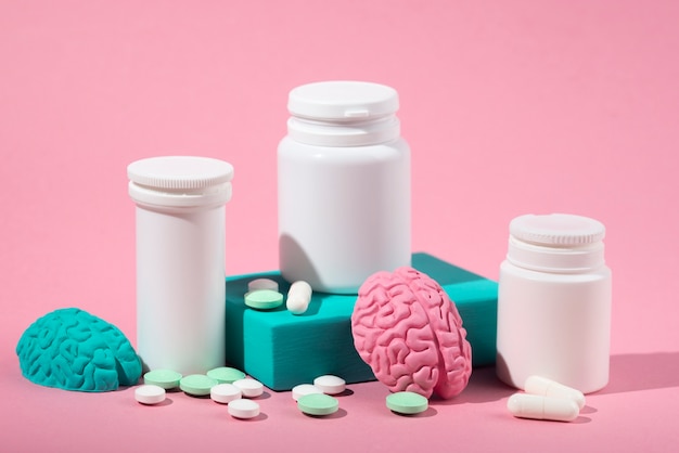Assortment of pills for brain boost and memory improvement