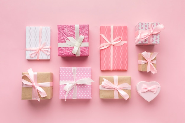 Assortment of pink presents