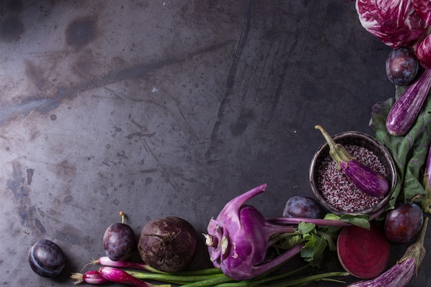 Photo assortment of purple vegetables