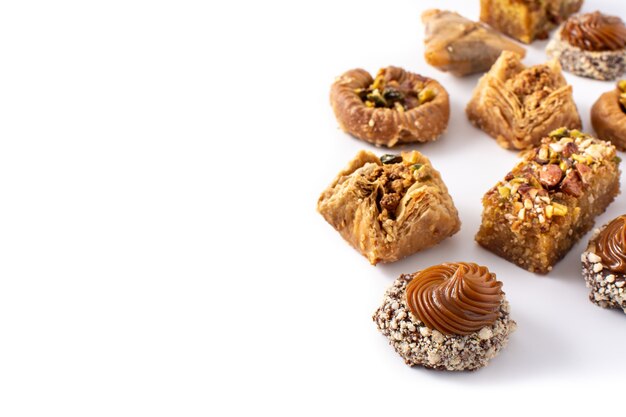 Assortment of Ramadan dessert baklava isolated