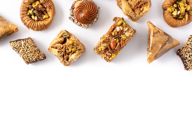 Assortment of Ramadan dessert baklava isolated