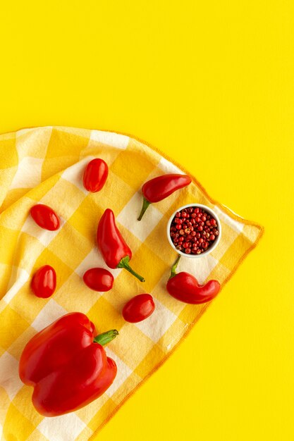 Assortment of red fruits and vegetables