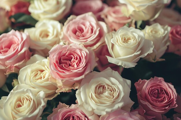 Assortment of roses in vintage style