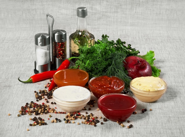 assortment of sauces