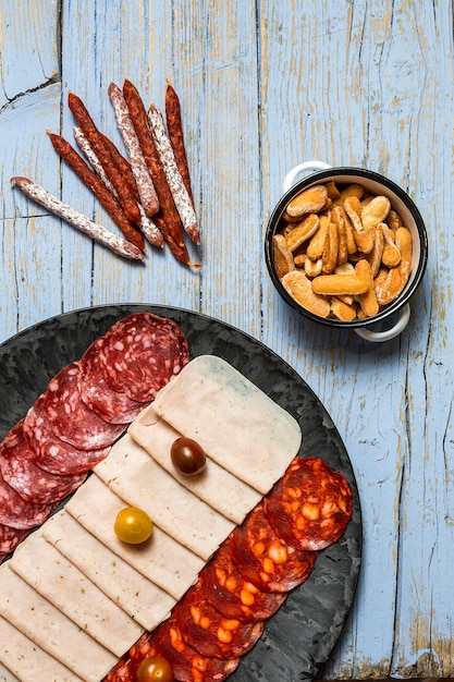 Assortment of sausages typical of Spain