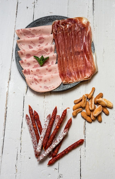 Assortment of sausages typical of Spain