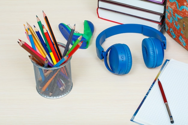 Photo assortment of school supplies