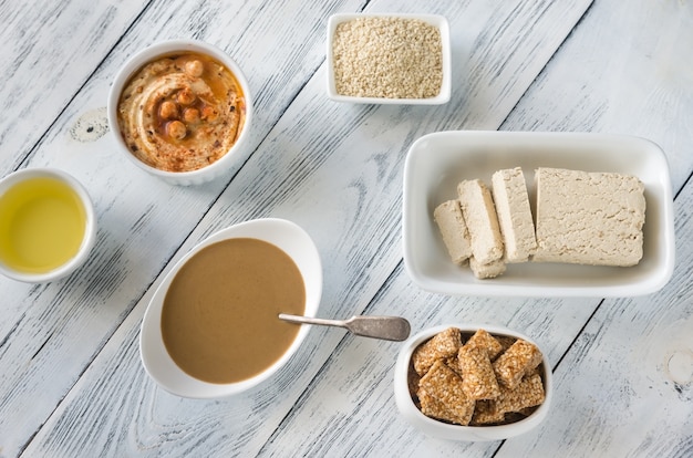 Assortment of sesame seed food