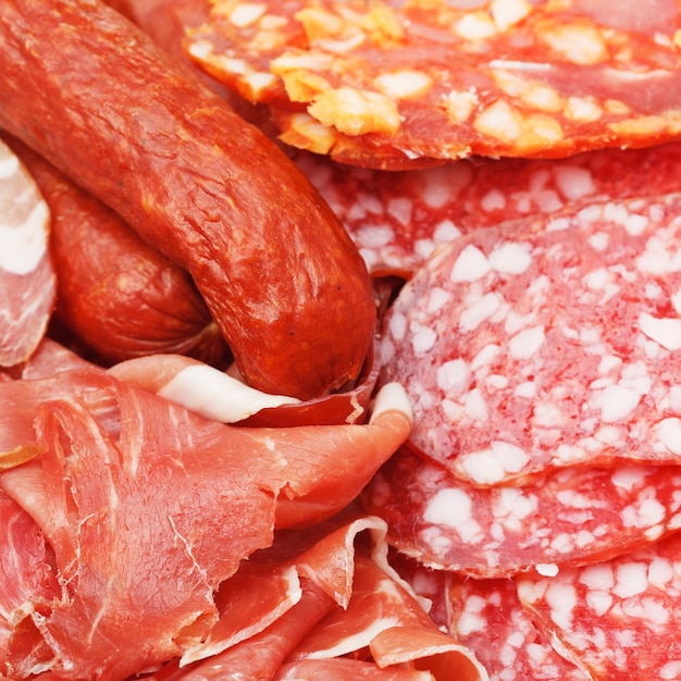 Assortment of sliced meat delicacies