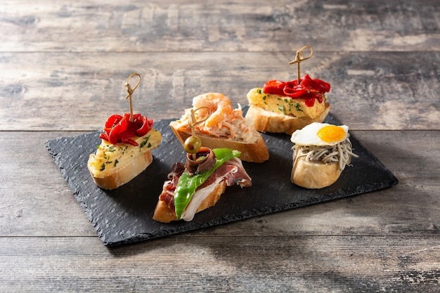 Assortment of Spanish pintxos