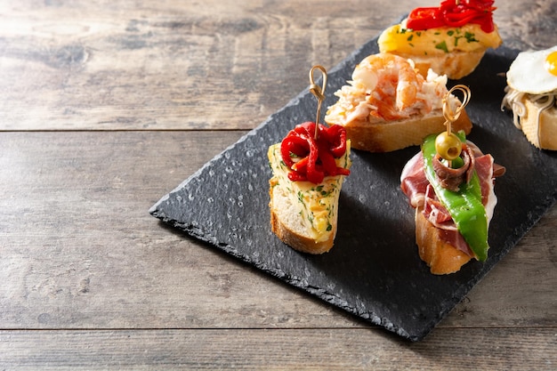 Assortment of Spanish pintxos