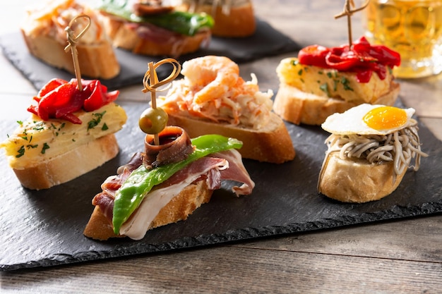 Assortment of Spanish pintxos