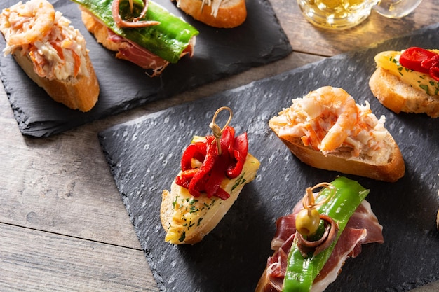 Assortment of Spanish pintxos