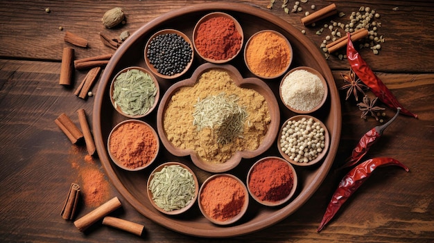 Assortment of Spicefilled Bowls for Flavorful Cooking